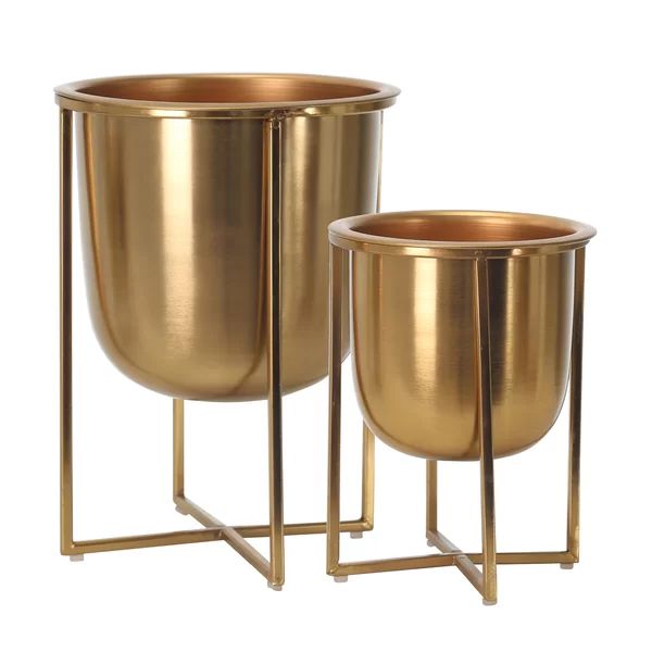 Stickney 2 Piece Metal Pot Planter Set | Wayfair North America