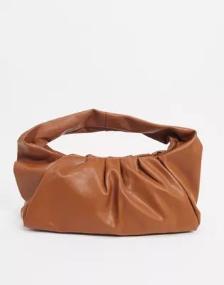 Glamorous slouchy ruched shoulder bag in tan | ASOS (Global)