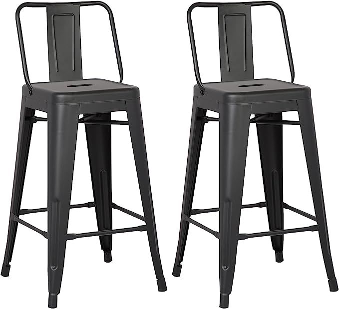 AC Pacific Modern Light Weight Industrial Metal Bucket Back Barstool, 30" Seat Height Counter Sto... | Amazon (US)