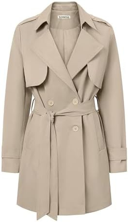 luvamia Trench Coat Women Mid Length Classic Double Breasted Lapel Business Casual Fall Jacket Co... | Amazon (US)