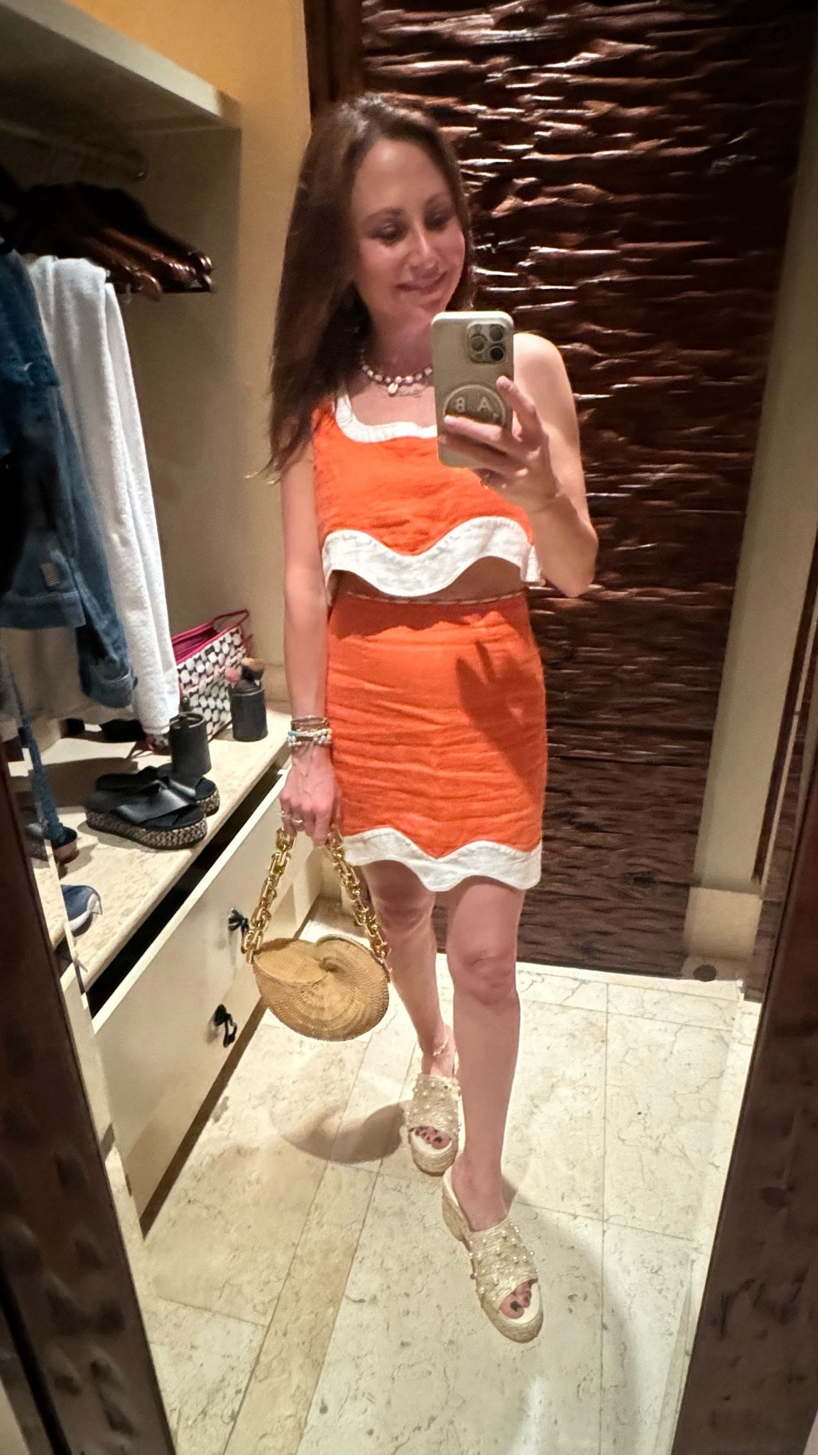 I wore this for my birthday dinner in Cabo and OMG it was stunning! The length was perfect for toastier weather and the cropped top was a must for the weather. I danced the night away in this gorgeous orange two piece and loved every second of it! #Crop #CropTop #Orange #2PieceSet #Sandals #Vacation #BeachMode #Carefree #Bold #Flirty #Stripes  

#LTKstyletip #LTKshoecrush #LTKSeasonal
