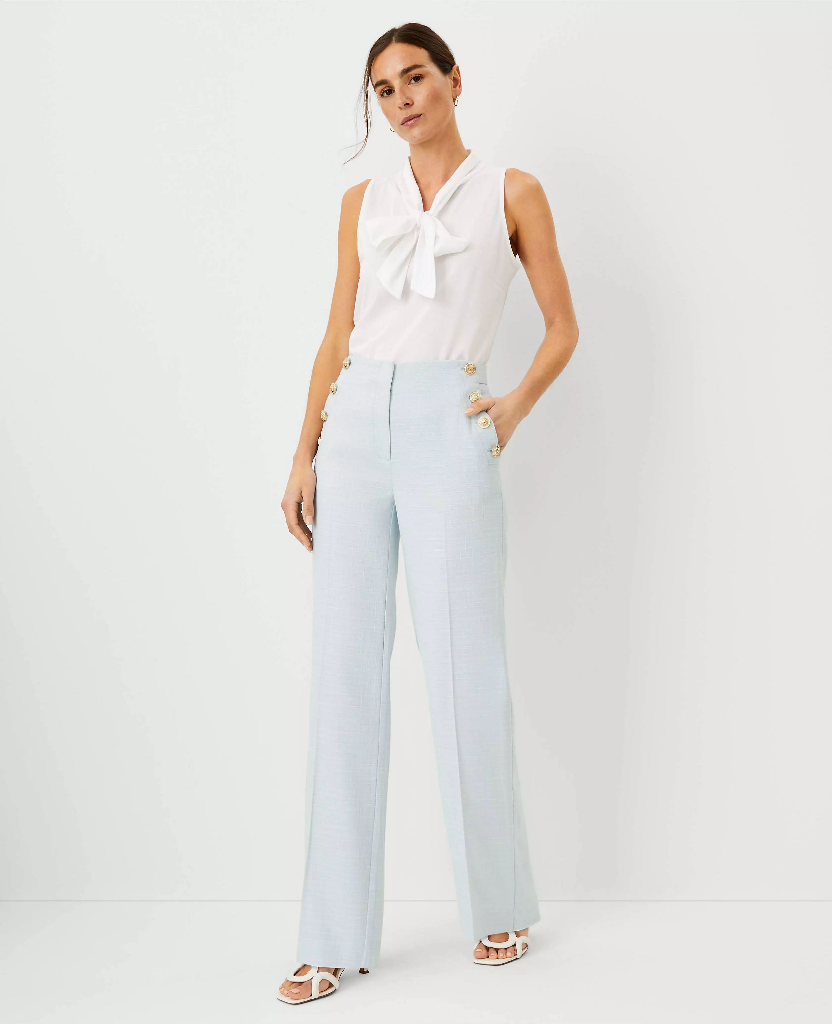The Straight Sailor Pant in Crosshatch | Ann Taylor (US)