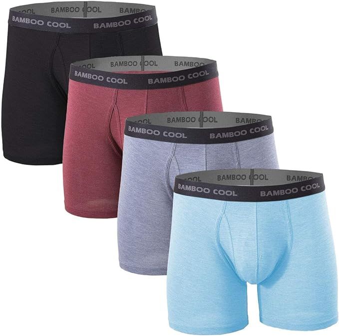 BAMBOO COOL Men’s Underwear boxer briefs Soft Comfortable Bamboo Viscose Underwear Trunks (4 or... | Amazon (US)