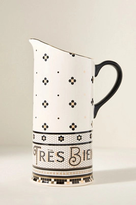 The Bistro Tile Stoneware Pitcher | Anthropologie (US)