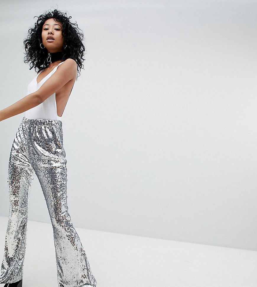 One Above Another Flares In Sequin - Silver | ASOS US