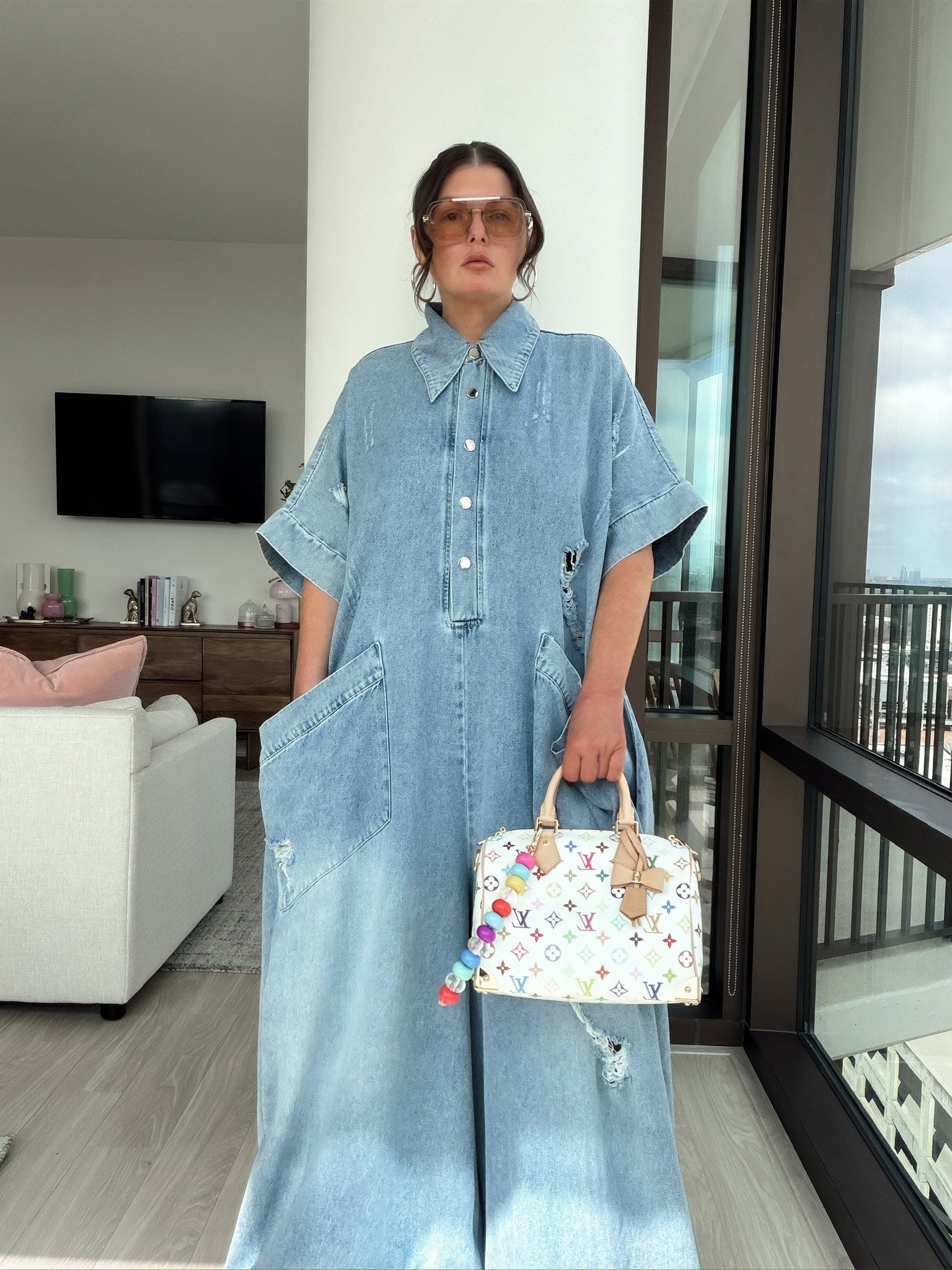 Jumpsuit runs huge. I’m wearing a S-M, it’s insanely long but bc it’s distressed you can cut a raw hem to your preferred length. The raw hem will go with the style of the jumpsuit.

Denim midi dress runs true to size. Very dusty denim with stretch. Perfect for Spring & Summer weather  

#LTKgrwm #LTKootd #

#LTKootd #LTKSeasonal #LTKdayinmylife