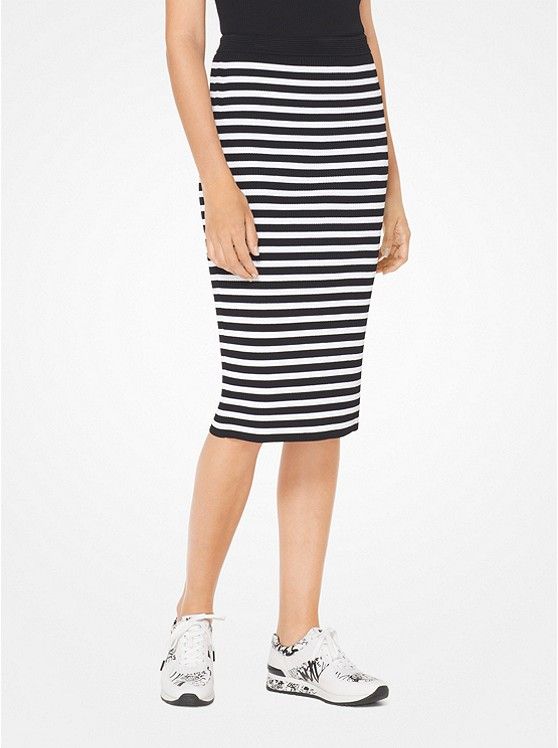 Striped Stretch-Viscose Pencil Skirt | Michael Kors US