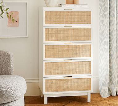 Westly Cane 5-Drawer Tall Dresser (26") | Pottery Barn (US)