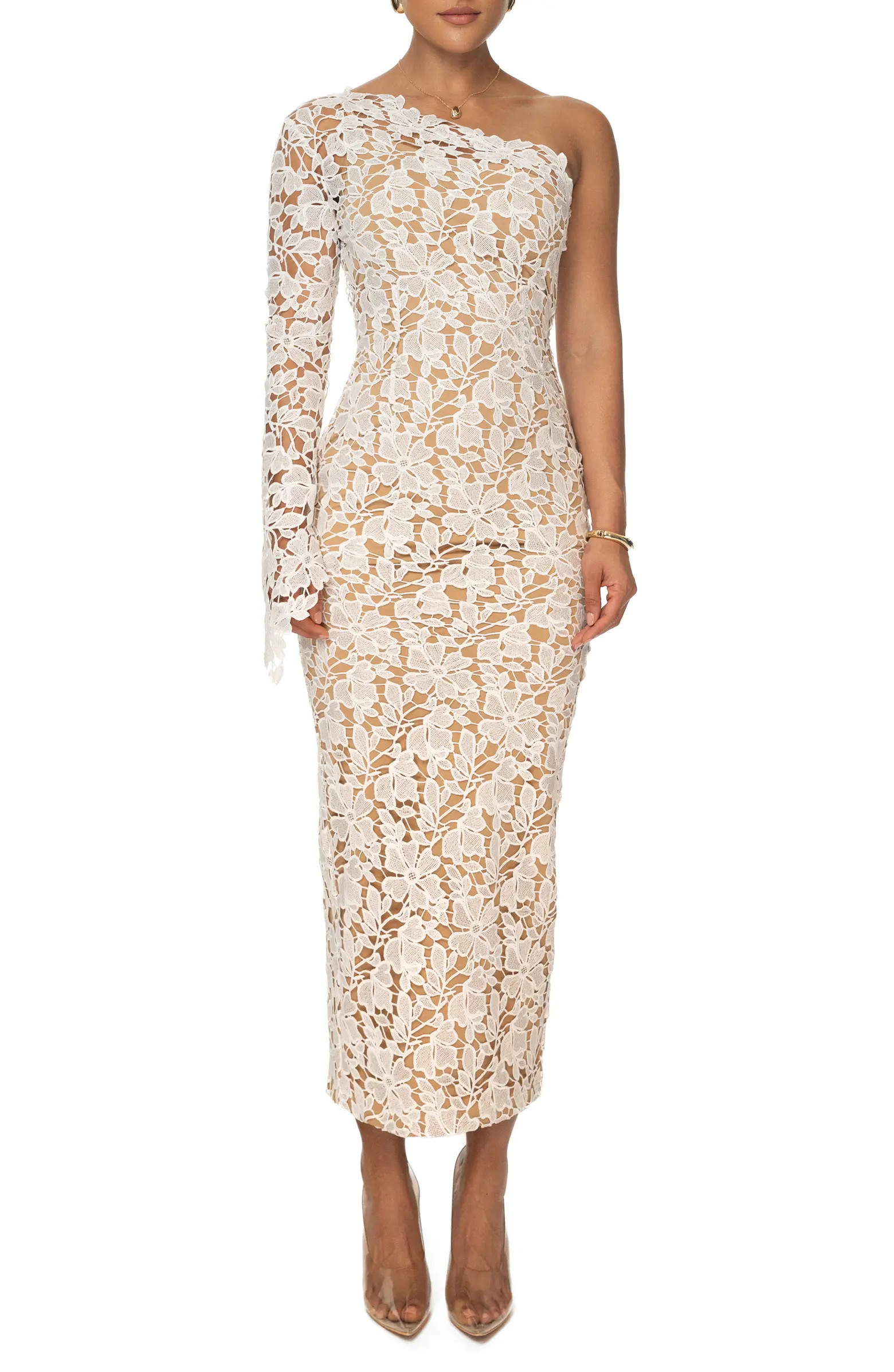 JLUXLABEL True Love One-Shoulder Long Sleeve Lace Dress | Nordstrom | Nordstrom