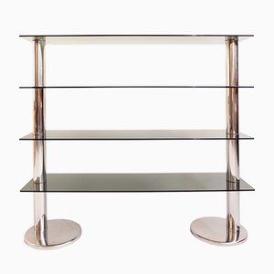 Italian Chromed Metal and Smoked Glass Bookshelf, 1960s | Pamono (UK)