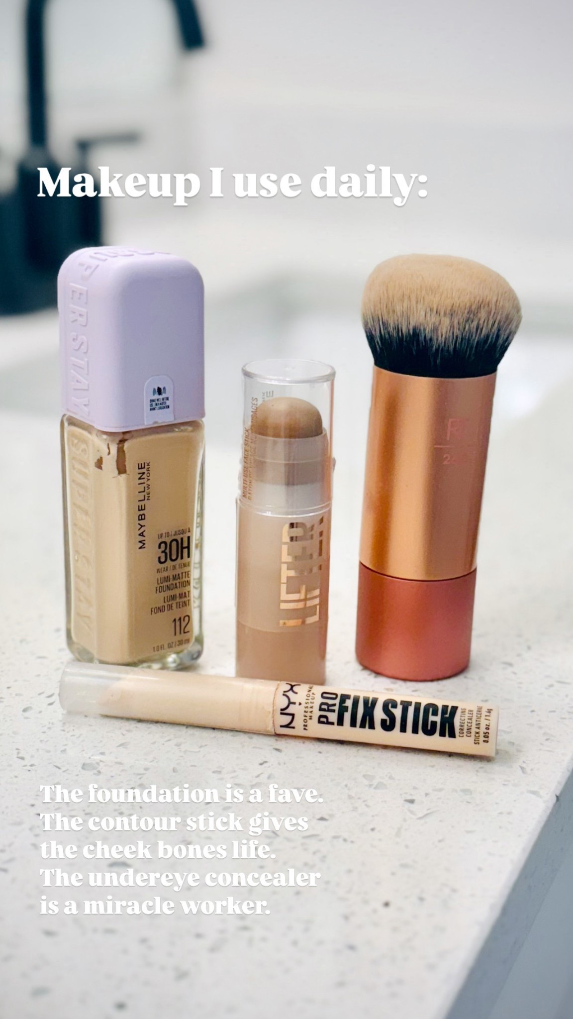 Makeup I use daily! The foundation is a fave. The contour stick gives the cheek bones life. The undereye concealer is a miracle worker. 😘

#LTKBeauty #LTKOver40