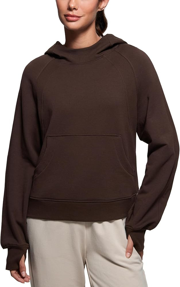 CRZ YOGA Womens Fleece Mock Neck Hoodie Oversized Pullover Long Sleeve Casual Workout Hooded Swea... | Amazon (US)