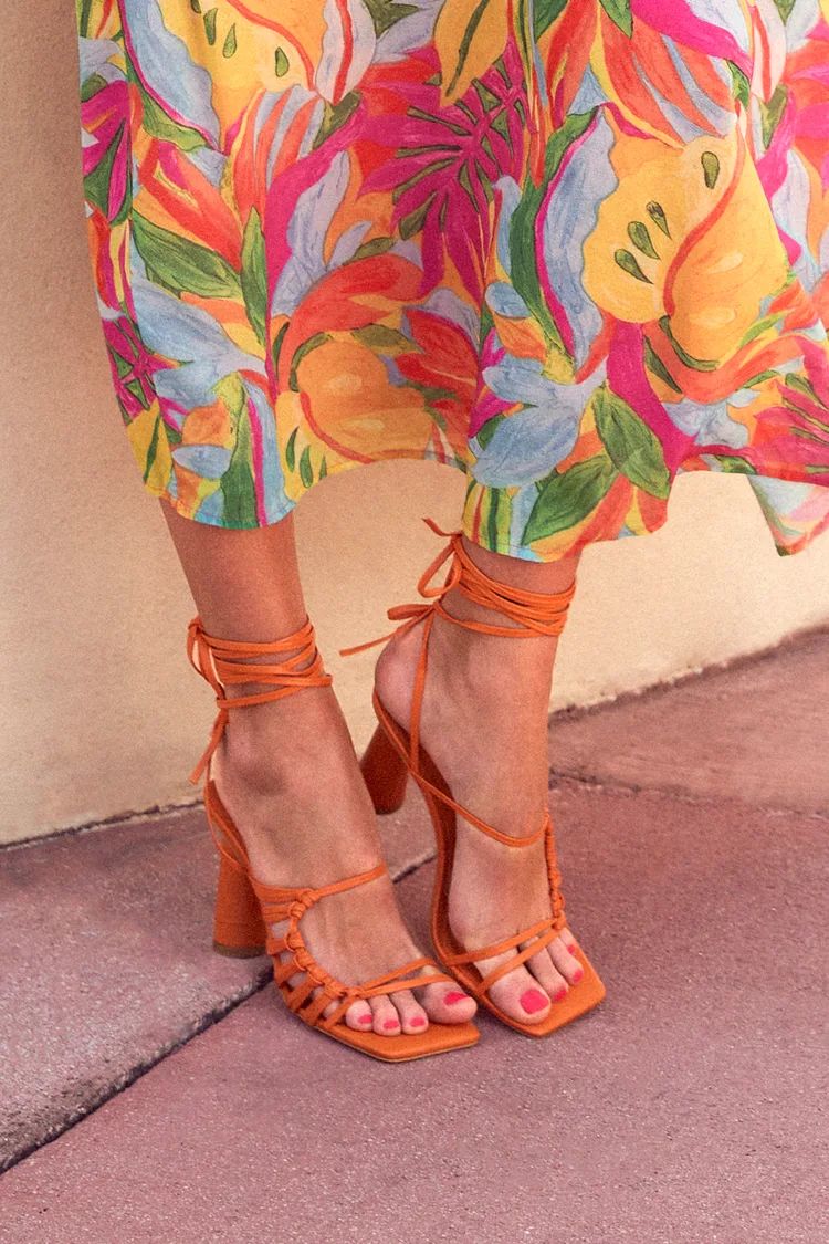 Zindy Mango Lace-Up High Heel Sandals | Lulus (US)