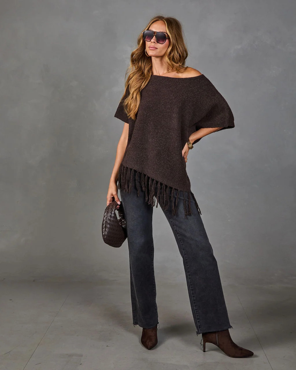 Destiny Knit Asymmetric Tassel Hem Sweater | VICI