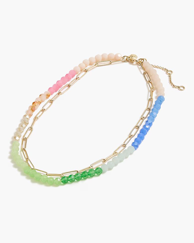 Bead and gold chain layering necklace | J.Crew Factory