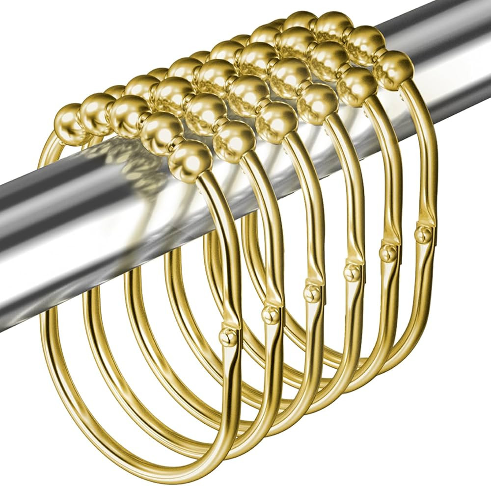 12PCS Wide Shower Curtain Hooks, Rust Proof Stainless Steel Shower Curtain Rings, Heavy Duty Show... | Amazon (US)