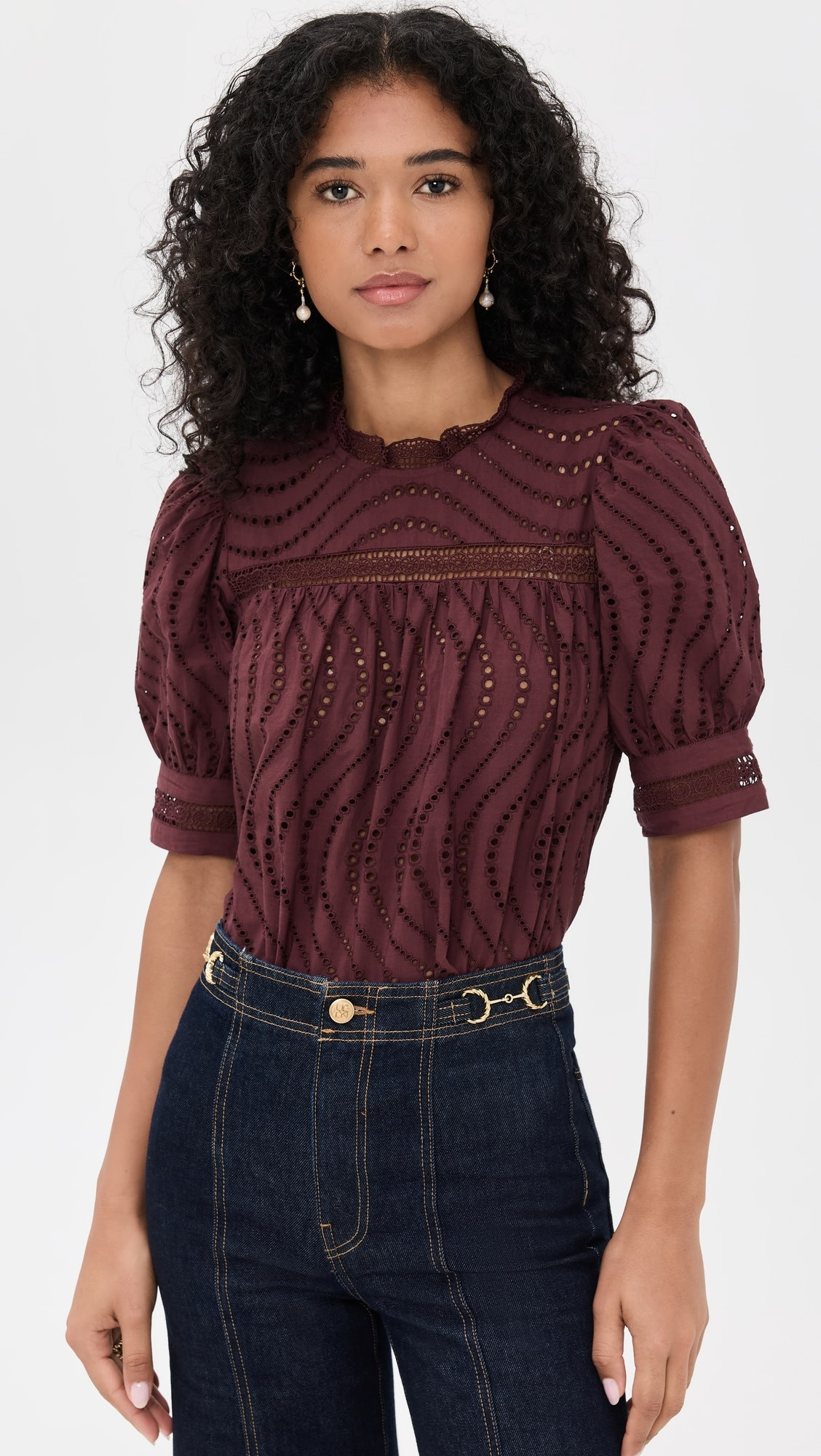 Virginia Lace Collar Short Sleeve Blouse | Shopbop