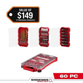 SHOCKWAVE Impact Duty Alloy Steel Screw Driver Bit Set with PACKOUT Case (60-Piece) | The Home Depot