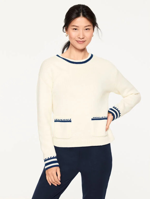 Crochet Crewneck Sweater - Tipped | Talbots