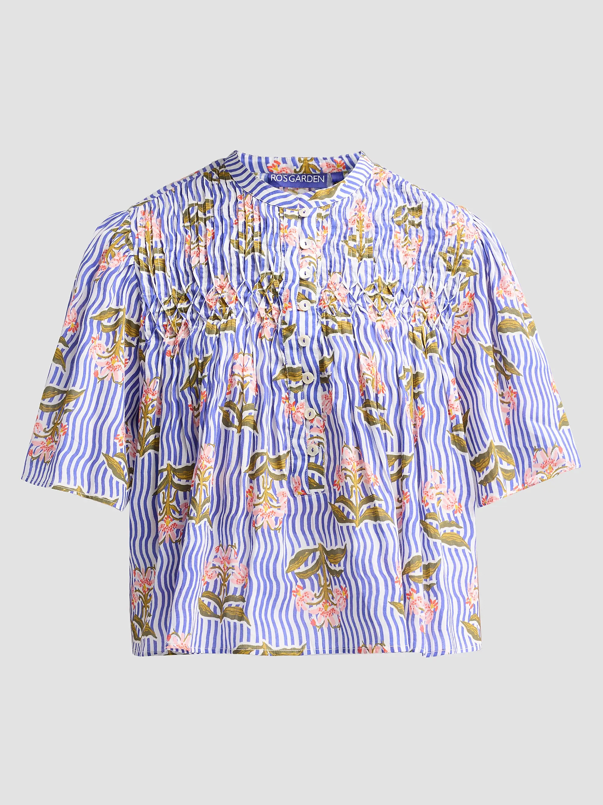 Loretta Floral Striped Cotton Top | Saks Fifth Avenue