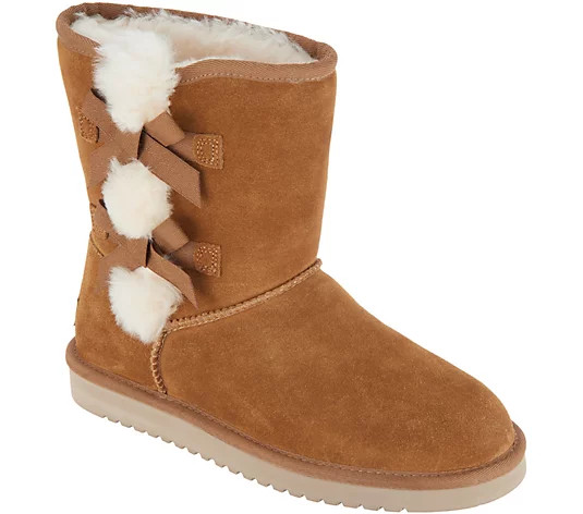 Koolaburra by UGG Suede Bow Short Boots - Victoria | QVC
