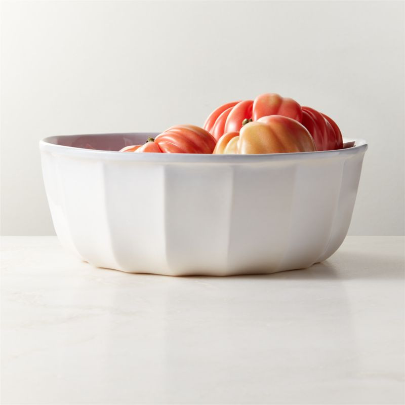 Cremieux White Ceramic Paneled Serving Bowl by goop | CB2 | CB2