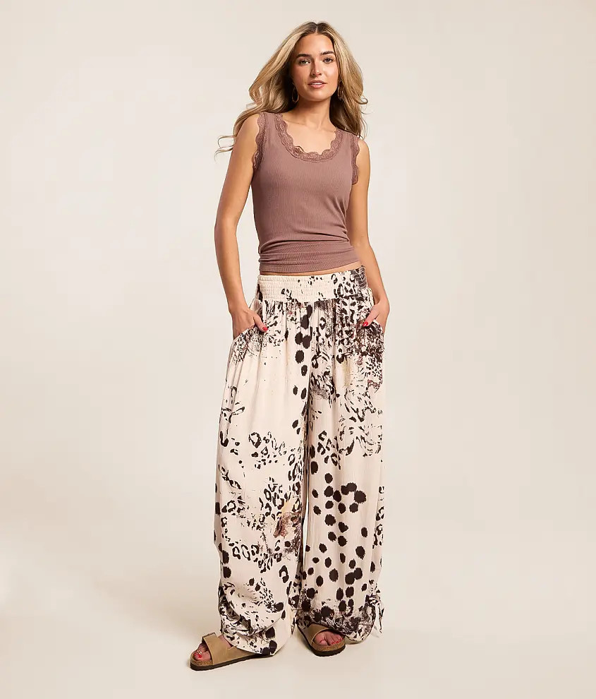 Animal Print Wide Leg Pant | Buckle