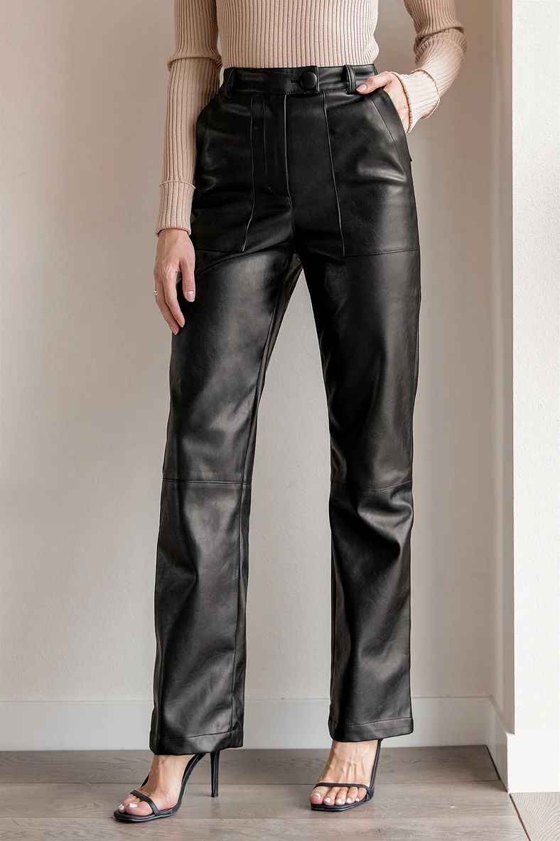 Kayden Black Vegan Leather Trouser Pants | Lulus (US)