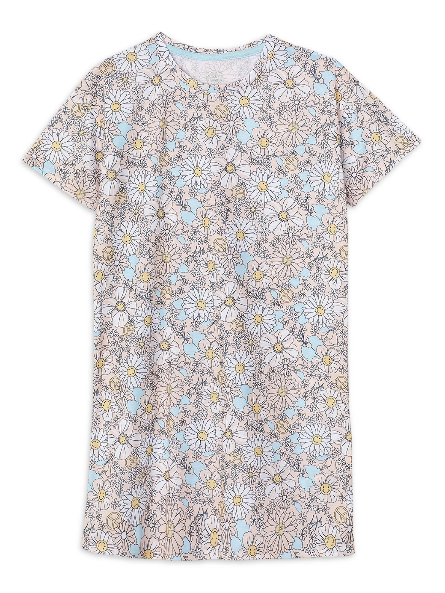 Wonder Nation Girls Short Sleeve Sleep Gown Pajama, Sizes 4-18 & Plus | Walmart (US)