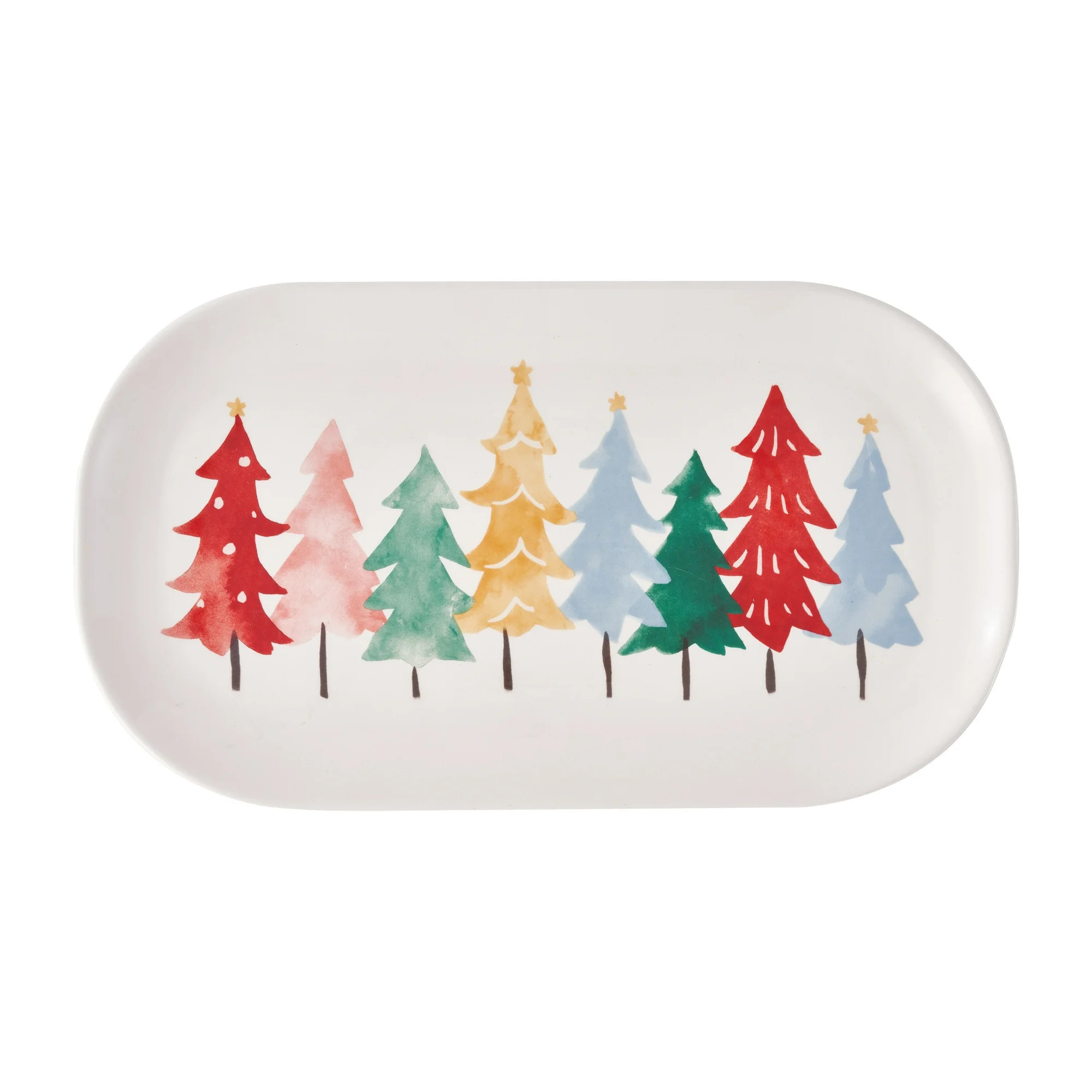 Holiday Time Ceramics Multi Color Trees Platter | Walmart (US)
