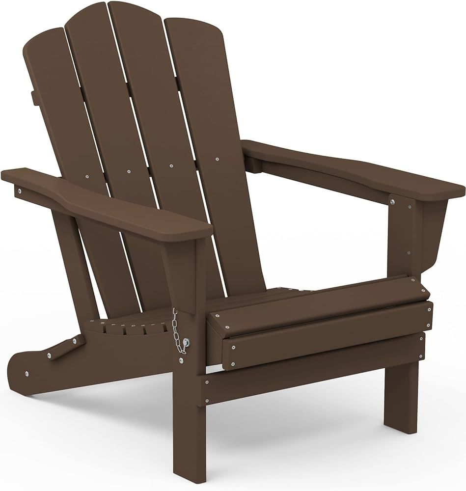 KINGYES Folding Adirondack Chair, HDPE All-Weather Folding Adirondack Chair, Coffee | Amazon (US)