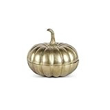 K&K Interiors 41255A-2 8.25 Inch Antique Gold Metal Pumpkin Lidded Dish | Amazon (US)
