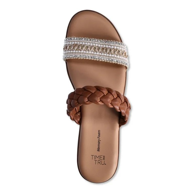 Time and Tru Women's Double Band Slide Sandals | Walmart (US)