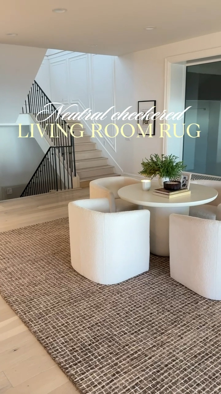 New neutral colored checkered living room rug from @amazonhome 

Table from @cb2
White chairs from @target 

@targethome @walmart

#LTKHome #LTKSeasonal #LTKGiftGuide