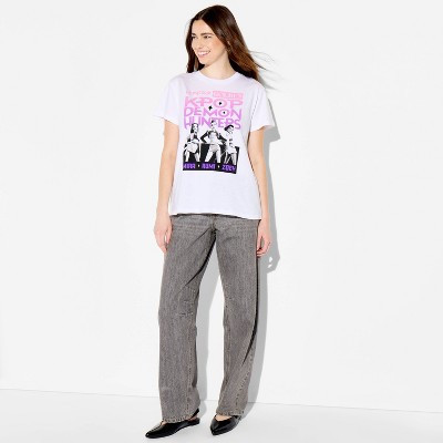Women's Huntrix KPOP Demon Hunters Short Sleeve Graphic T-Shirt - White S | Target
