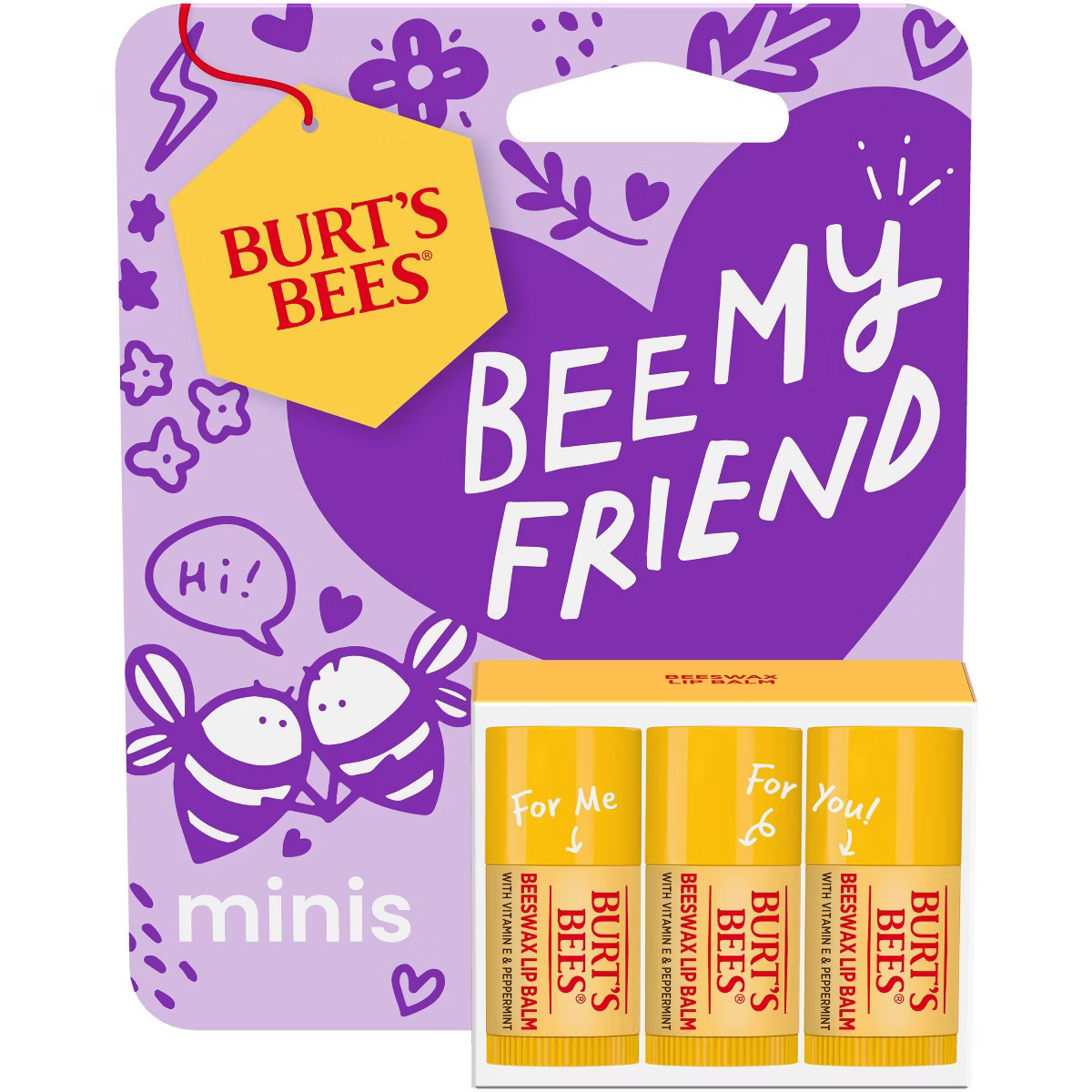 Burt's Bees Bee My Friend Valentines Day Beeswax Mini Lip Balm - 0.147oz/3pk | Target