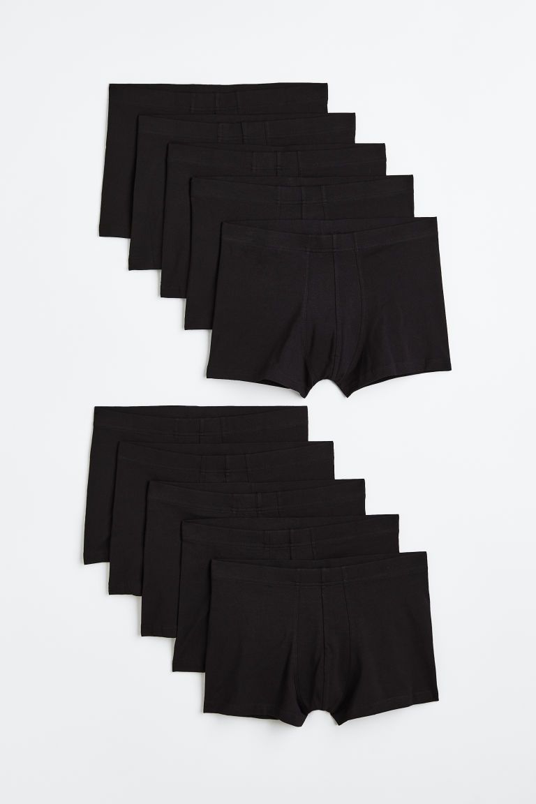 H & M - 10-pack Short Cotton Boxer Shorts - Black | H&M (US + CA)