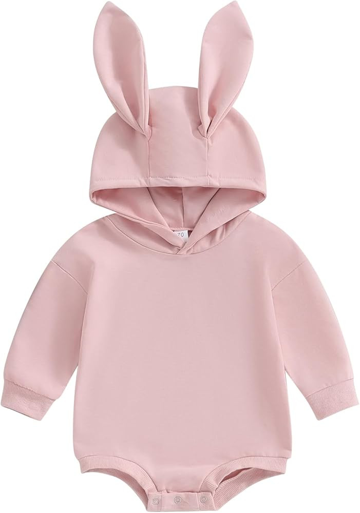 Kupretty My First Easter Baby Boy Girl Outfit Long Ear Bunny Romper Sweatshirt Hooded Bubble Ones... | Amazon (US)