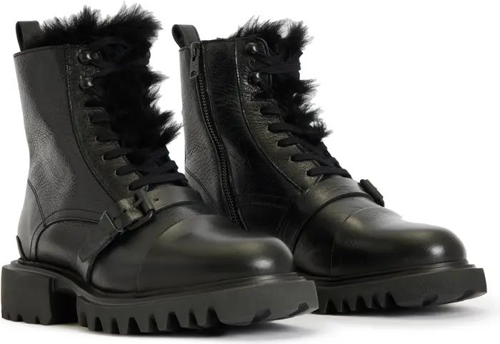 Tori Genuine Shearling Lined Lace-Up Combat Boot (Women) | Nordstrom