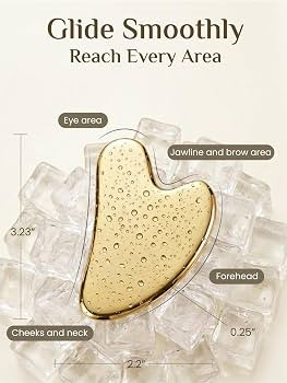 Rena Chris Gua Sha Facial Tools, Stainless Steel Guasha Tool -Golden | Amazon (US)