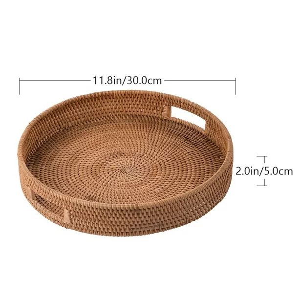 Etereauty 1Pc Hand-woven Home Storage Basket Exquisite Rattan Tray Living Room Fruit Plate | Walmart (US)
