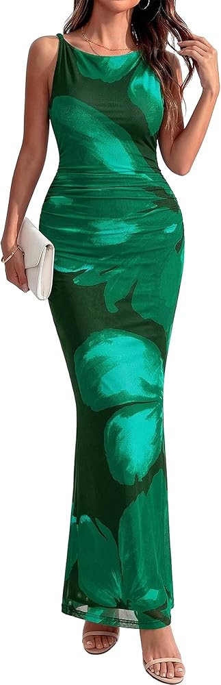 BTFBM Women Floral Cocktail Wedding Guest Dress Summer Spring 2026 Twist Strap Bodycon Mesh Beach... | Amazon (US)