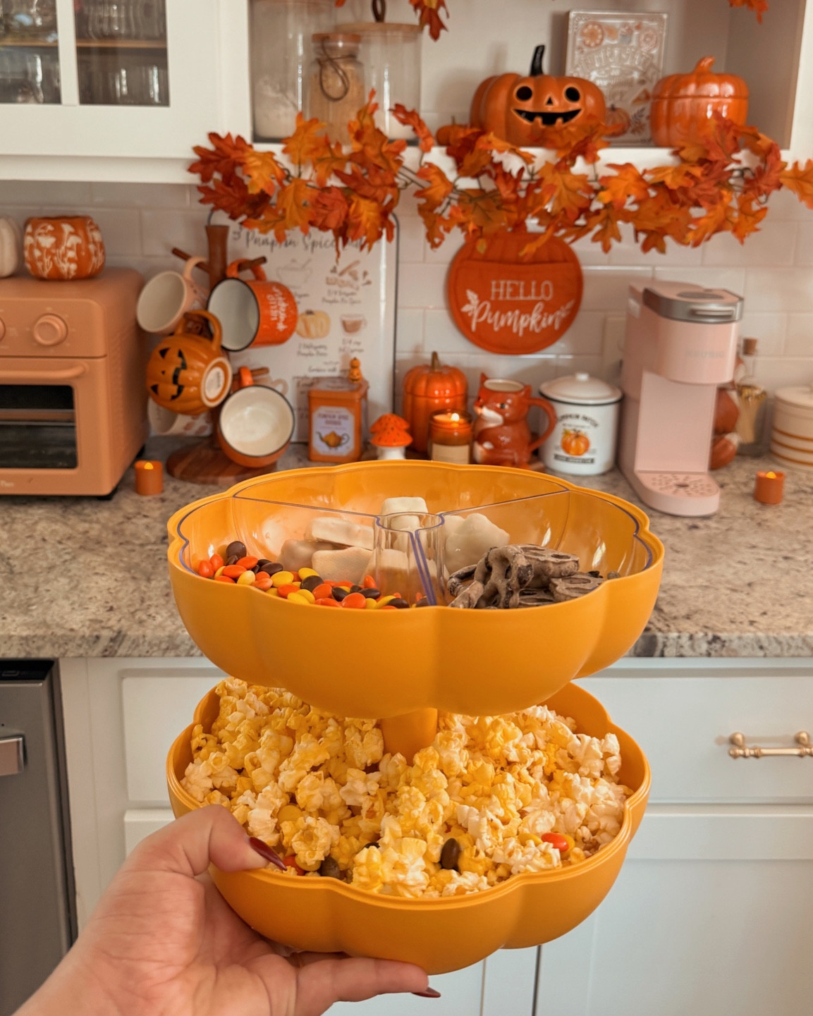 ** the one from amazon is the exact one I got, BUT if it’s sold out, the walmart one is very similar!** The cutest pumpkin snack holder there ever was!