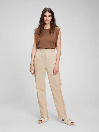 High Rise Pleated Khaki with Washwell | Gap (US)