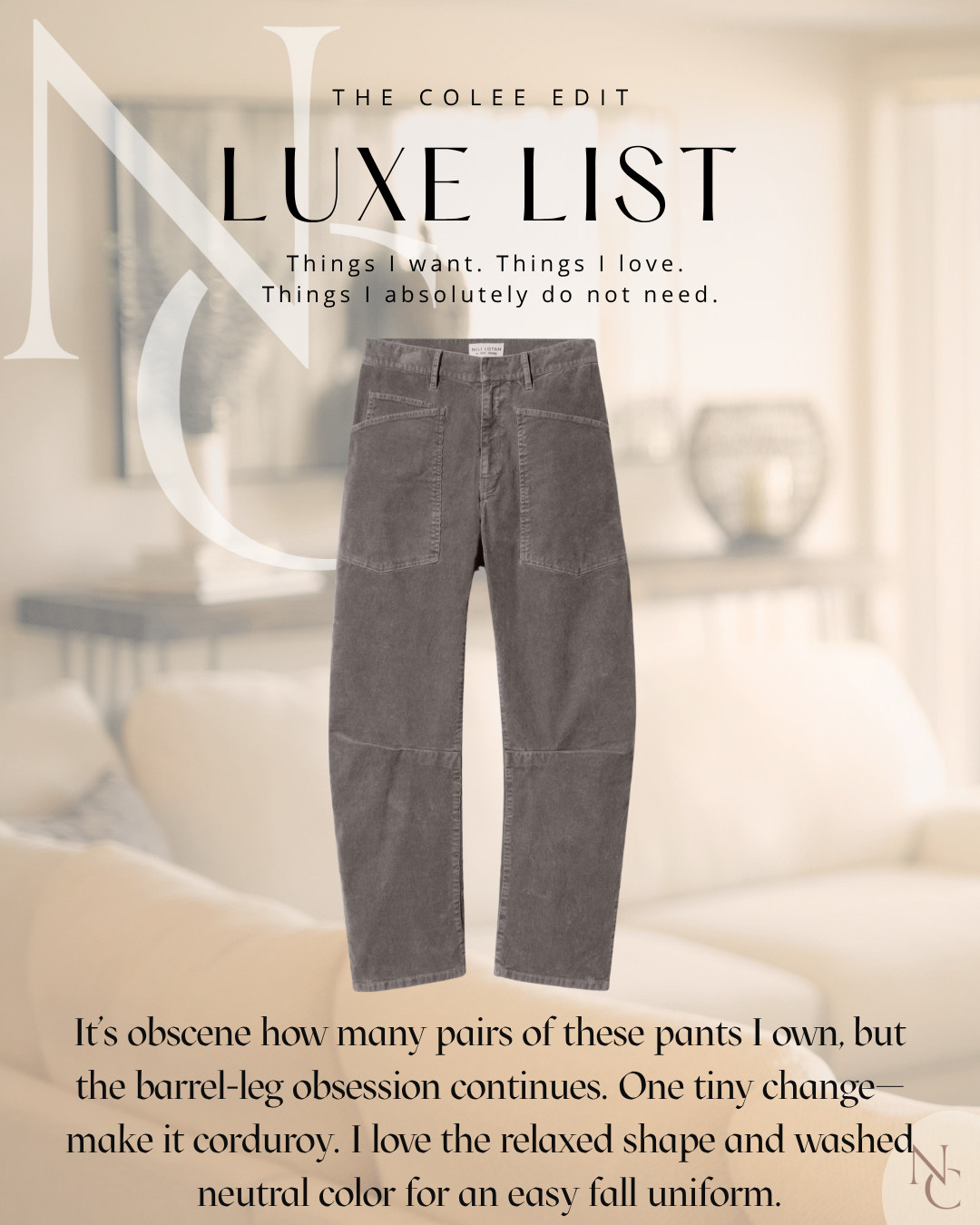Apparently my barrel-pant obsession has no end. 😂 Love the relaxed shape and washed neutral corduroy for an easy fall uniform.

#LTKdayinmylife #LTKstorytime #LTKSeasonal
