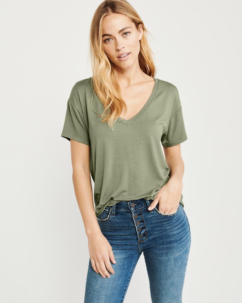 V-Neck Drapey Tee | Abercrombie & Fitch US & UK
