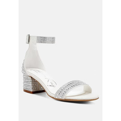 London Rag Womens Twerky Rhinestones Embellished Block Sandals 9 | Target