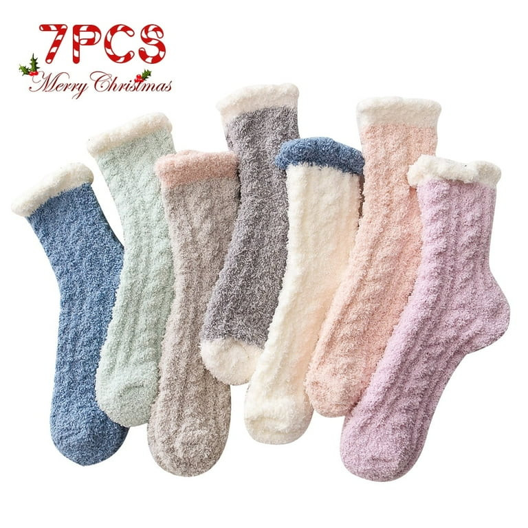 YOMYM 7 Pairs Fuzzy Socks for Women Cozy Fluffy Winter Slipper Warm Socks - Walmart.com | Walmart (US)