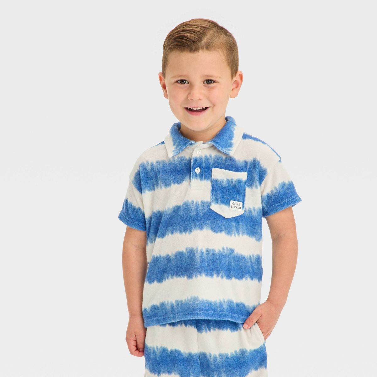 Grayson Mini Toddler Boys' Pull-On Wavy Striped Shorts Set - Blue | Target