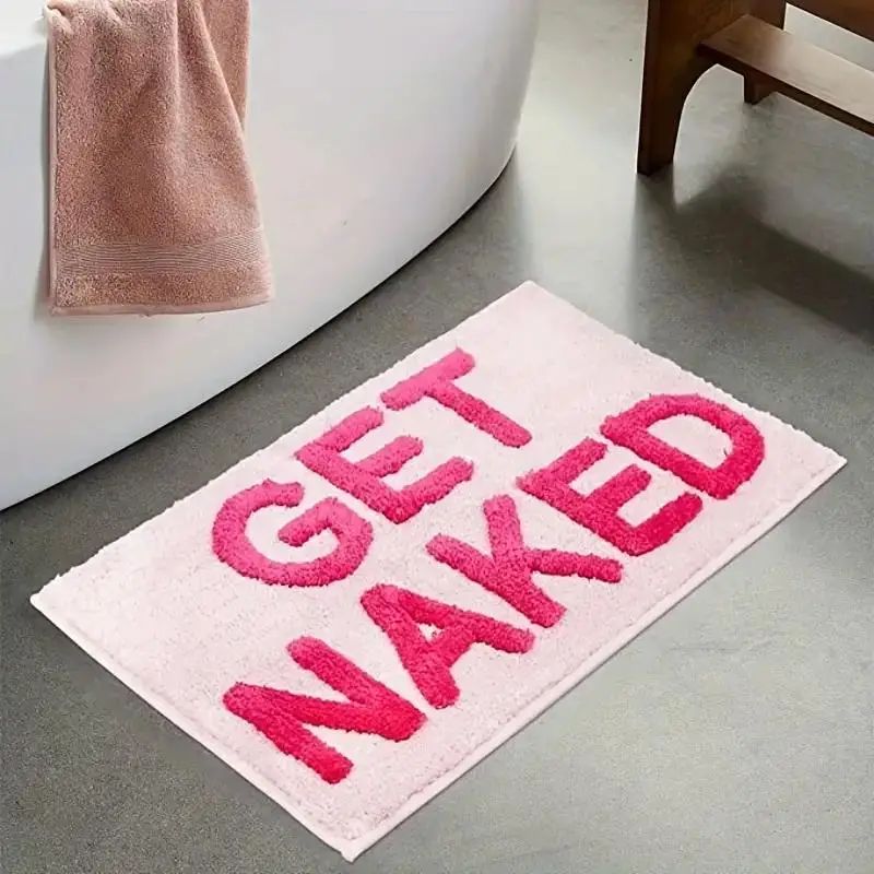 1pc Cute Pink Non-Slip Microfiber Bath Mat - Fun Bathroom Decor And Machine Washable Rug | Temu Affiliate Program